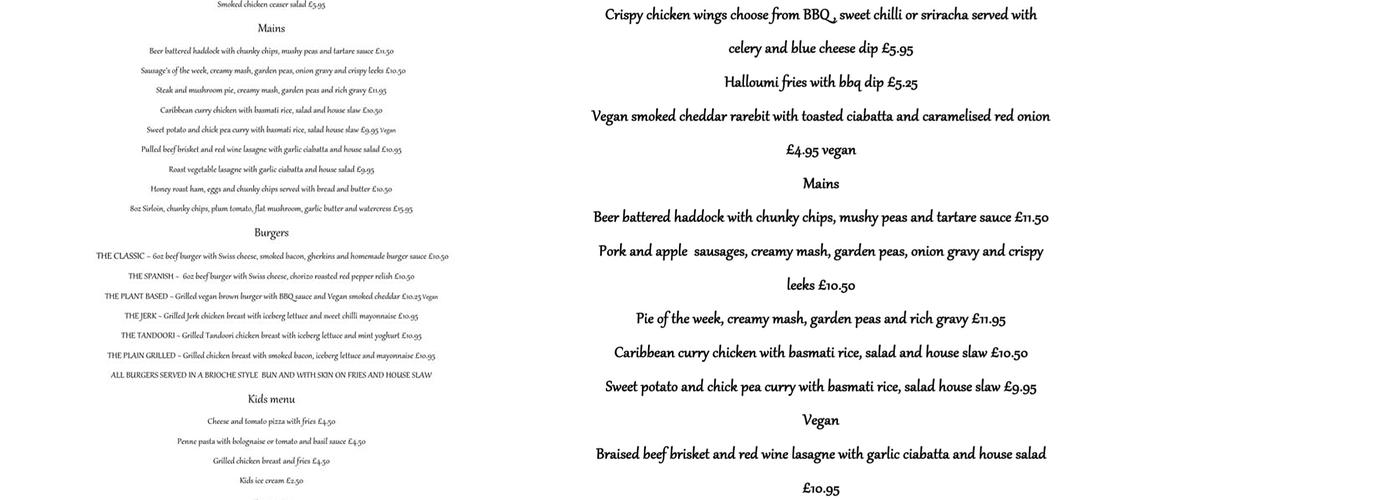 The Village Inn Menu