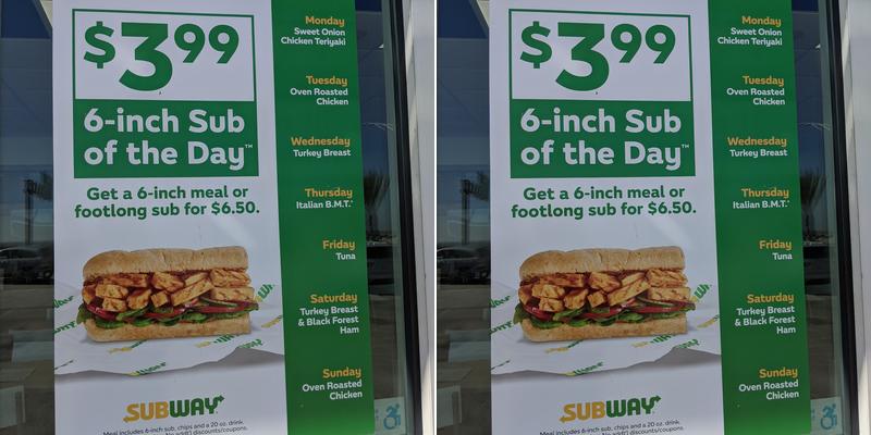 Subway Menu