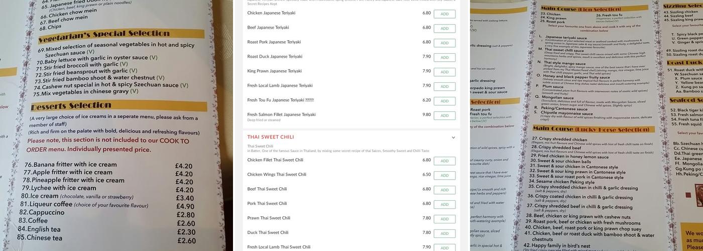 Summer Palace Restaurant Menu