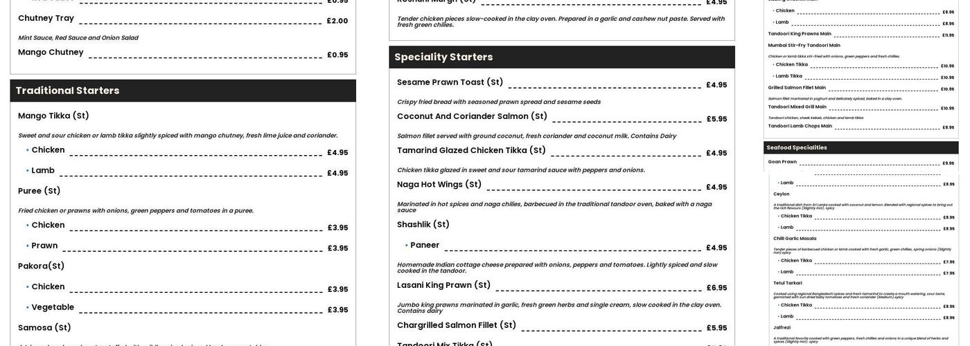 Namaste Taste Of Asia Menu