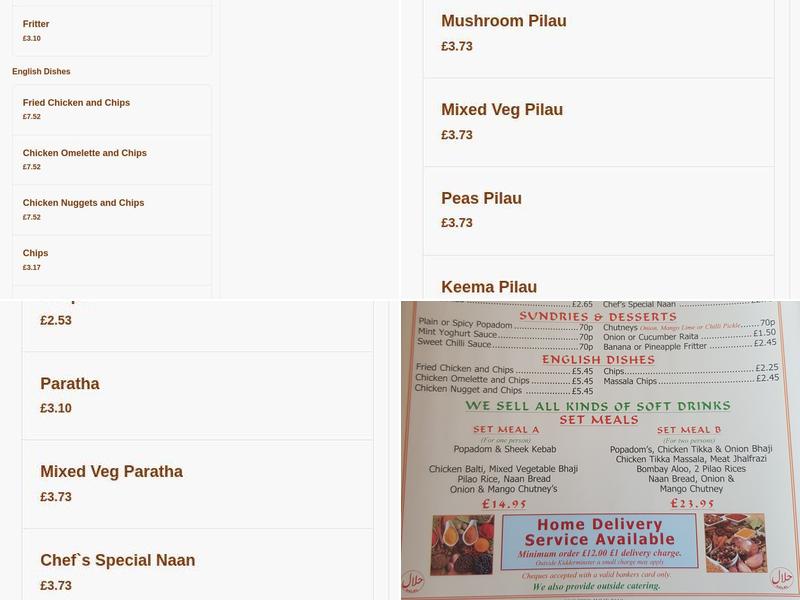 Spennells tandoori Menu