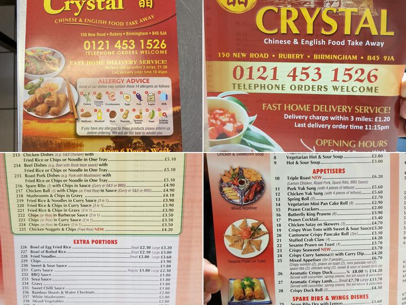 Crystal Chinese Menu