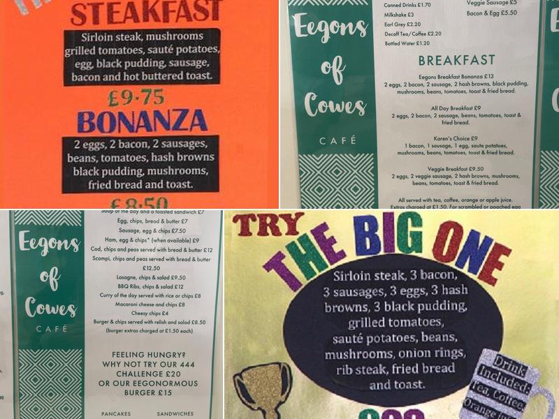 Eegons Cafe Menu