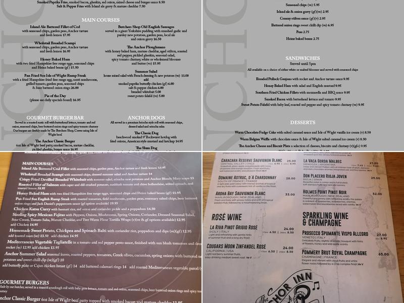 The Anchor Inn Menu