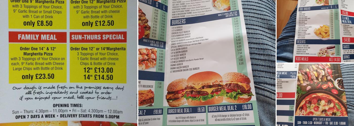 Speedy pizza kebab Menu