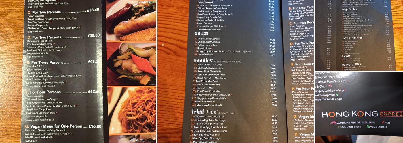 Hong Kong Express Menu