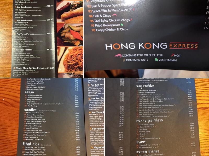 Hong Kong Express Menu