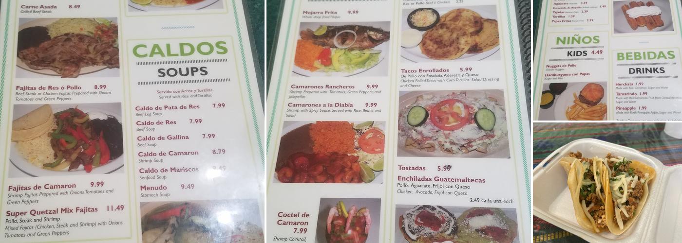 El Quetzal Restaurant & Bakery Menu