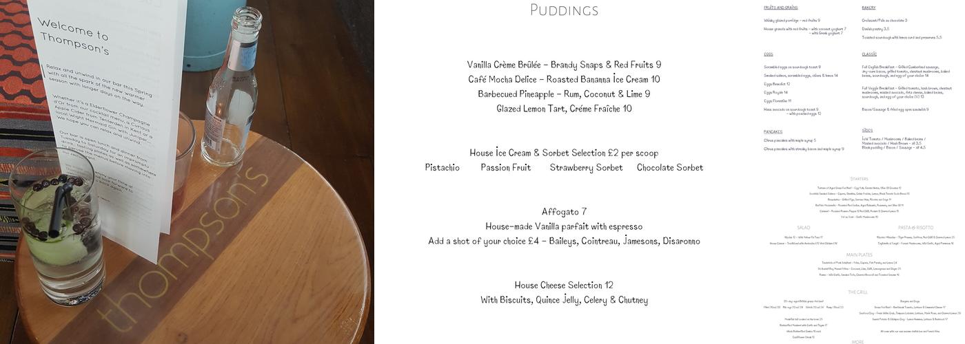 Thompson's Restaurant Menu