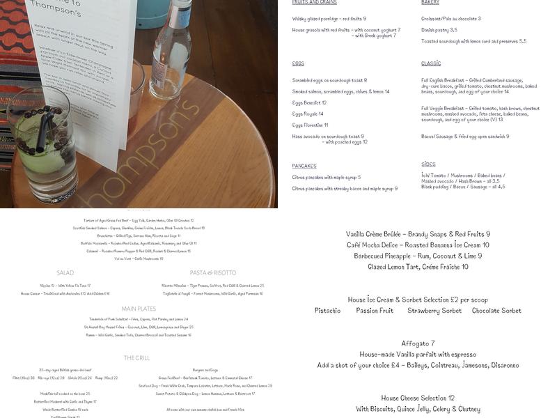 Thompson's Restaurant Menu