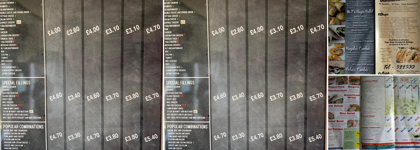 Mr T's Snacks Menu