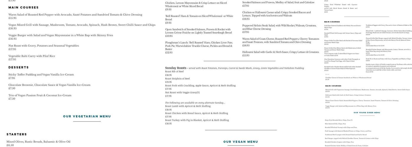 The Bell Inn, Welford on Avon Menu