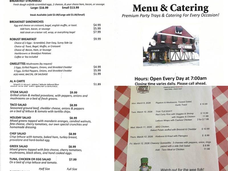 Clark's Corner Store Menu