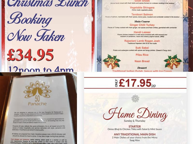 Panache 50 Indian Menu