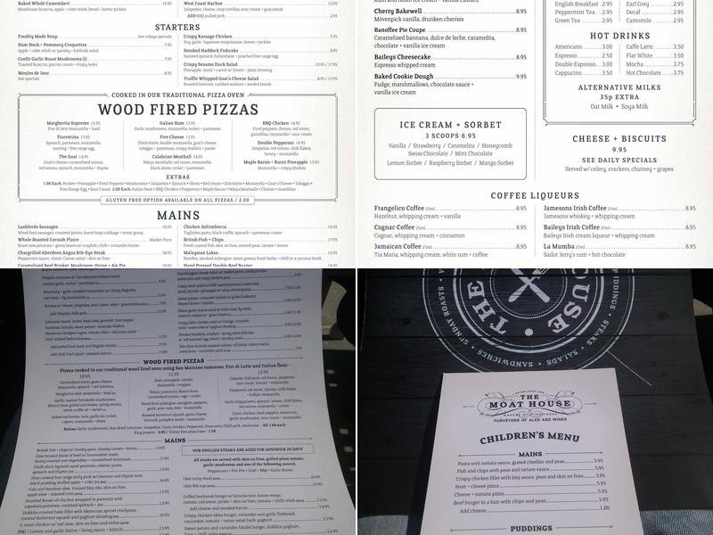 The Moat House Inn Menu