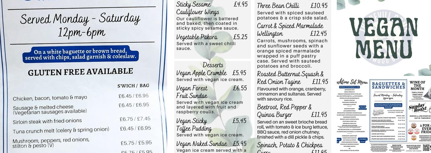 The Nevill Arms Menu