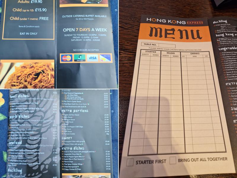 Hong Kong Express Menu
