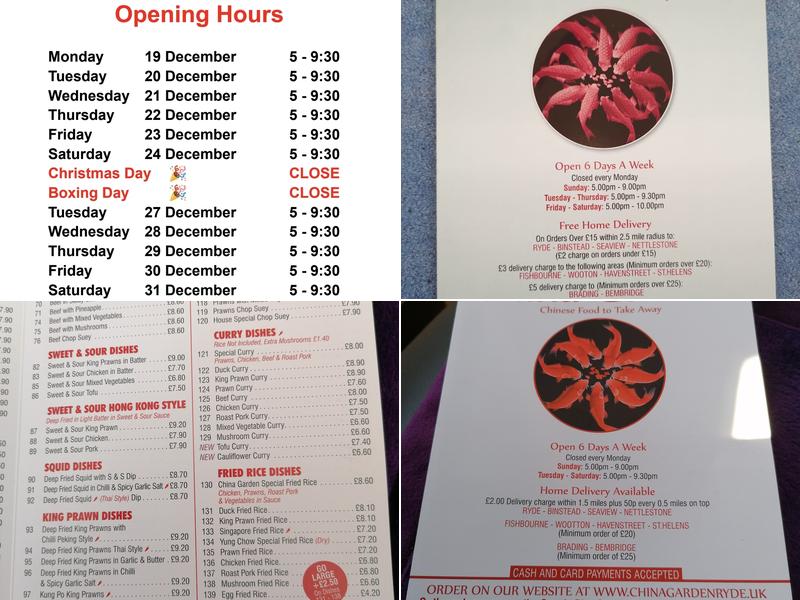 China Garden Takeaway Menu