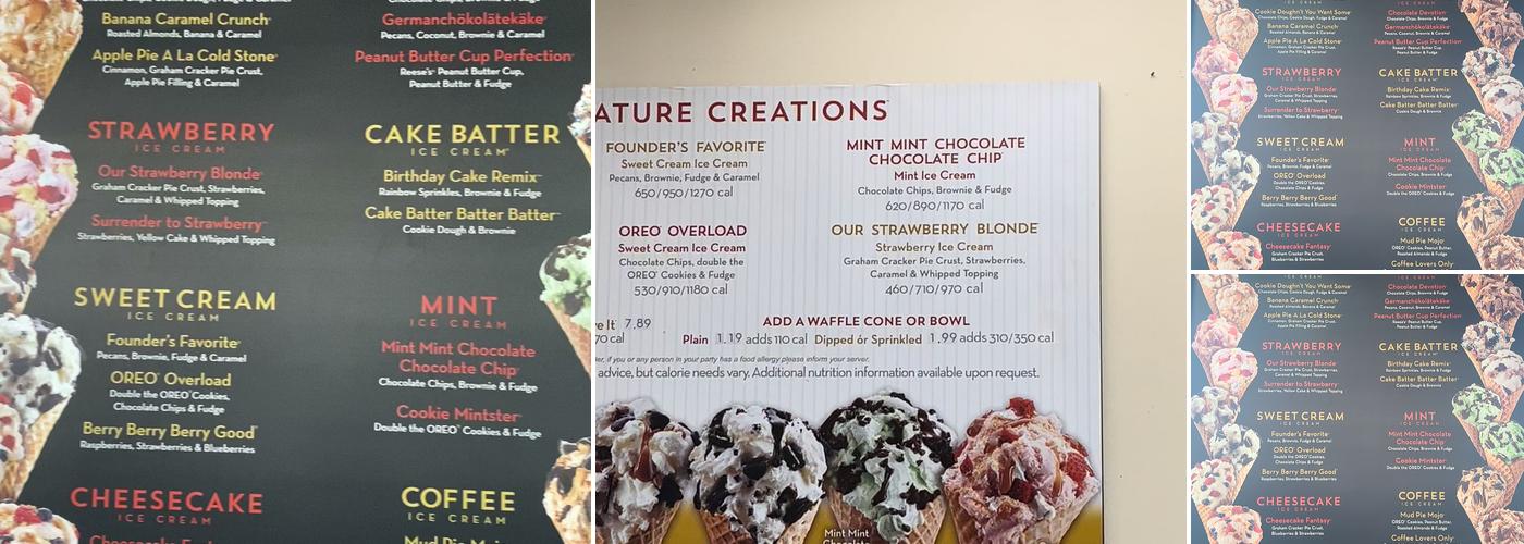 Cold Stone Creamery Menu
