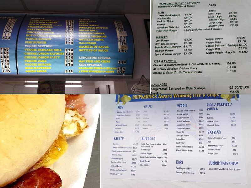 Chipmunks Fish & Chips Menu