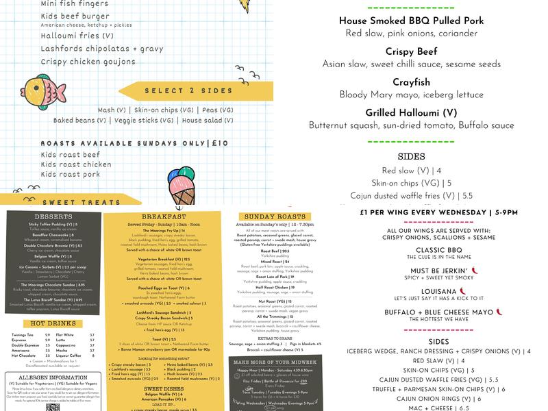 The Moorings at Myton Menu