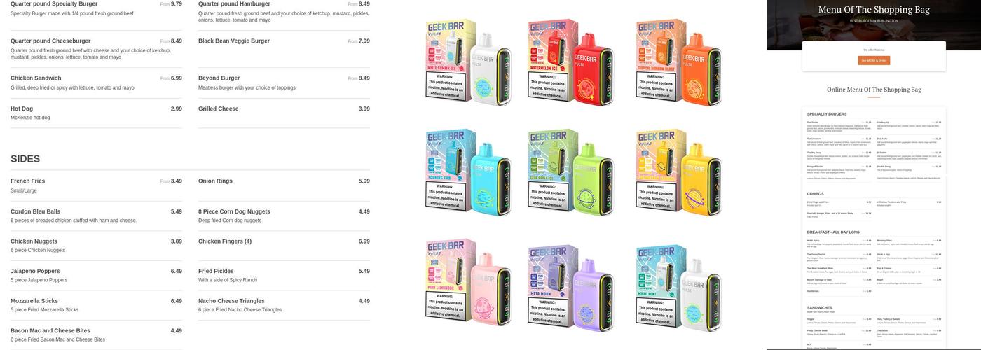 The Shopping Bag Menu