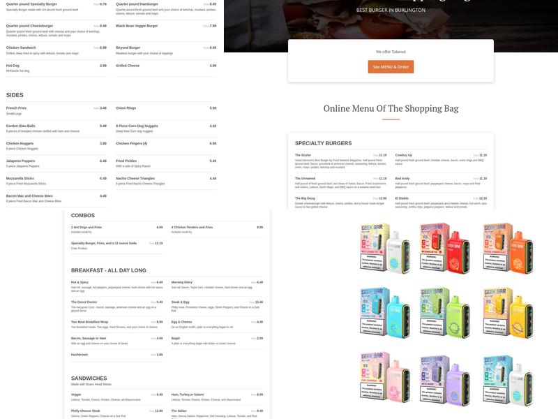 The Shopping Bag Menu