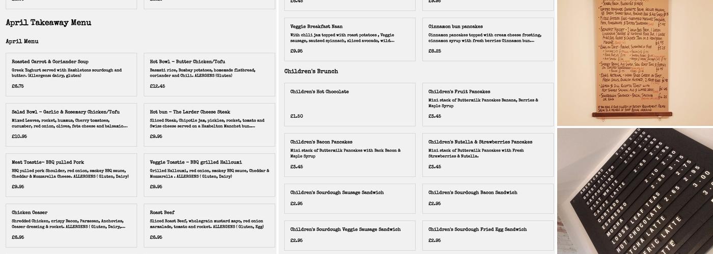 The Larder Oakham Menu