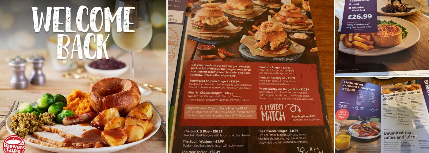 The Carousel Brewers Fayre Menu