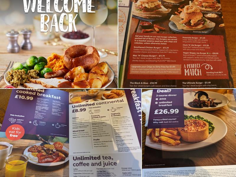 The Carousel Brewers Fayre Menu