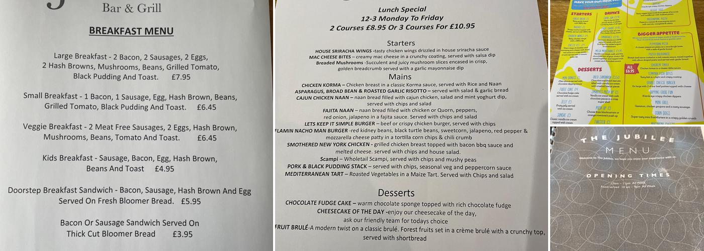 Jubilee Inn Menu
