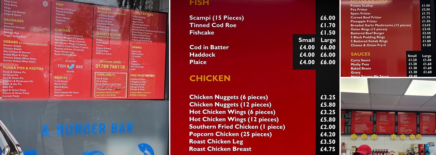 Alcester Square Fish Bar Menu