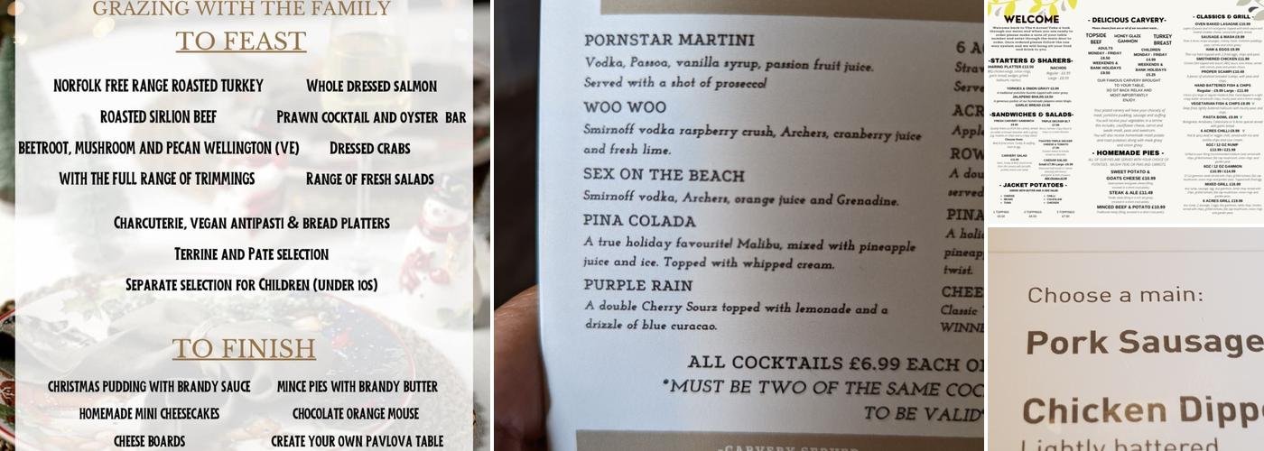 The 6 Acres Famous Carvery & Dining Menu