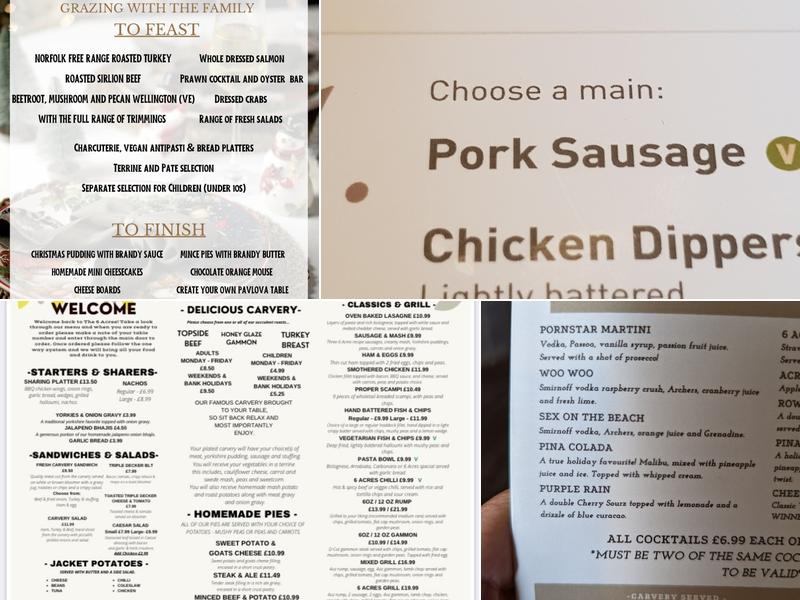 The 6 Acres Famous Carvery & Dining Menu