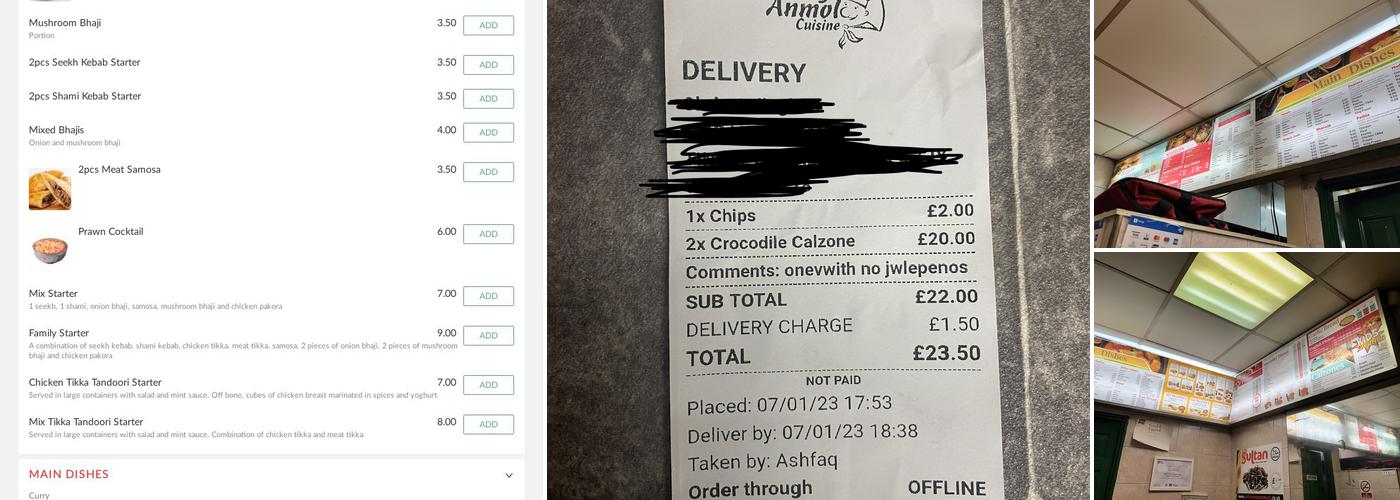 Anmol Cuisine Morley Leeds Menu