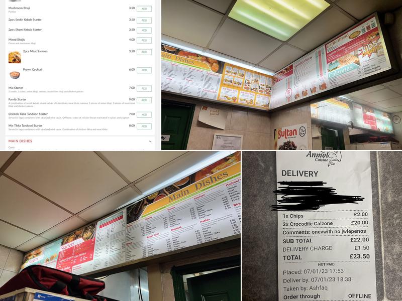 Anmol Cuisine Morley Leeds Menu