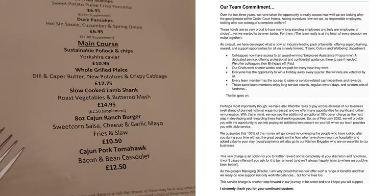 Cedar Court Hotel Wakefield Menu