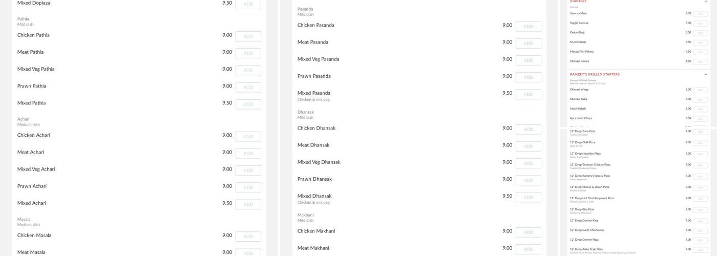 Ramzey's Wakefield Menu