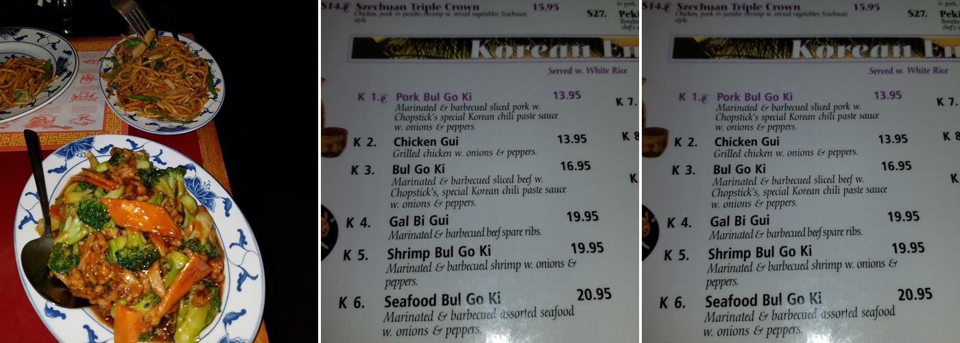 Chopsticks Menu