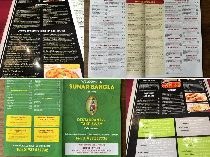 Sunar Bangla Menu