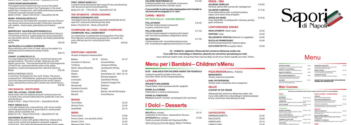 Sapori di Napoli Menu