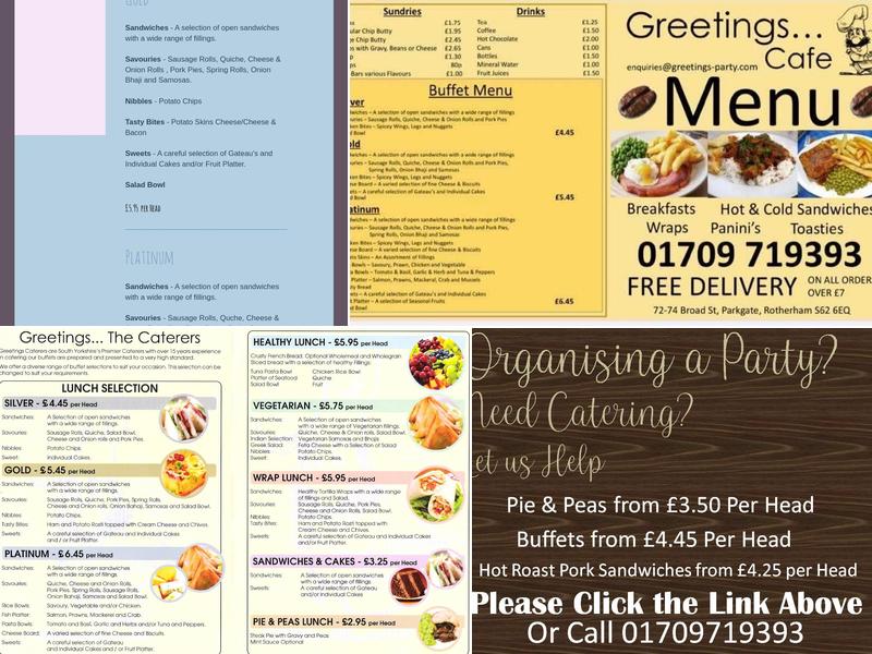 Greetings Cafe/Caterers Menu
