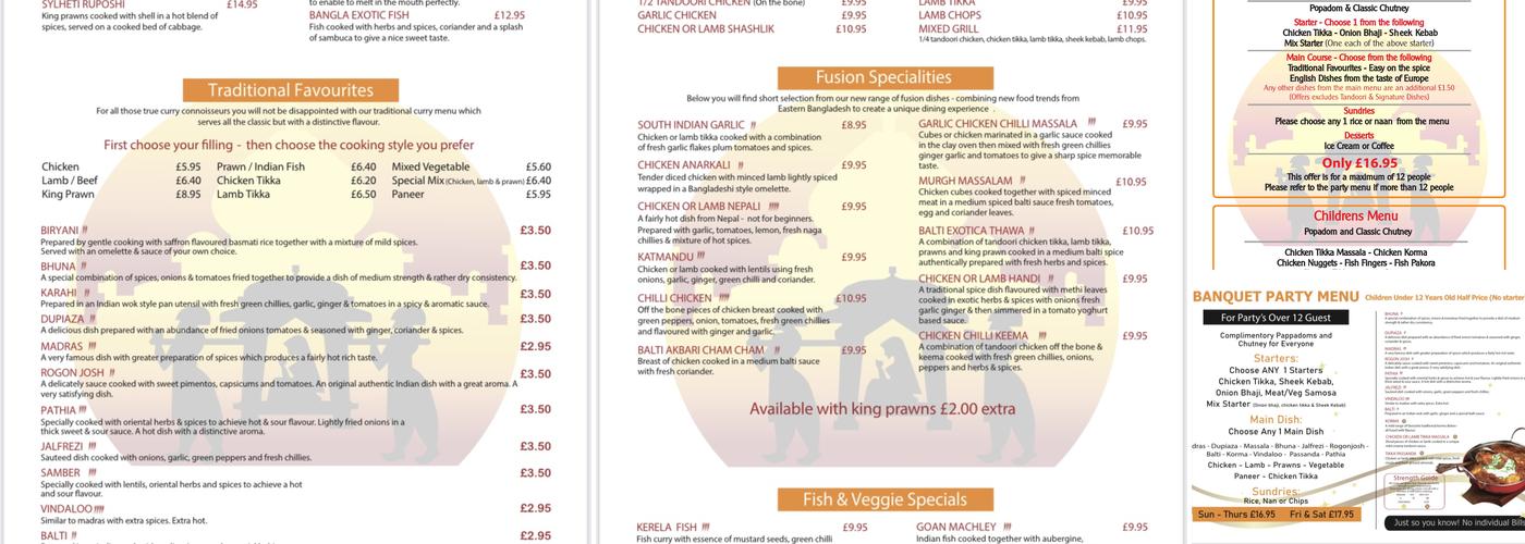 Zulaika Indian Restaurant Menu