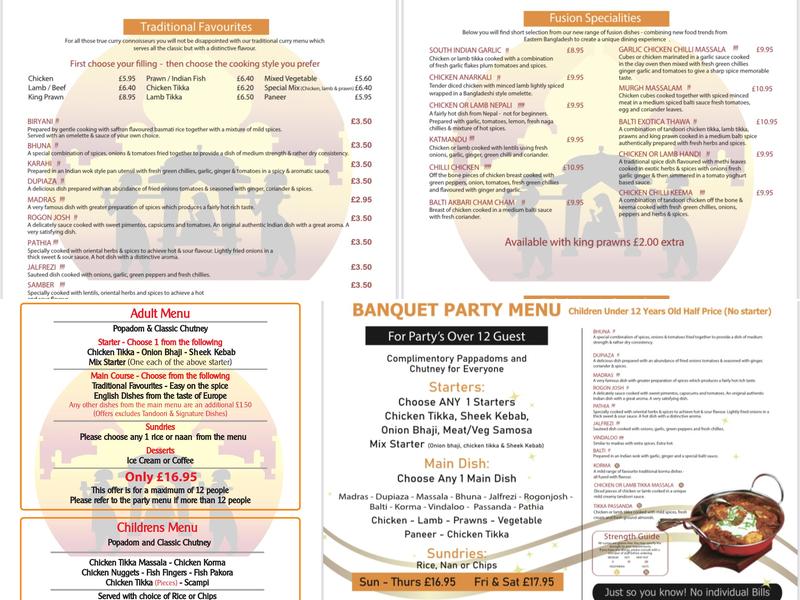 Zulaika Indian Restaurant Menu