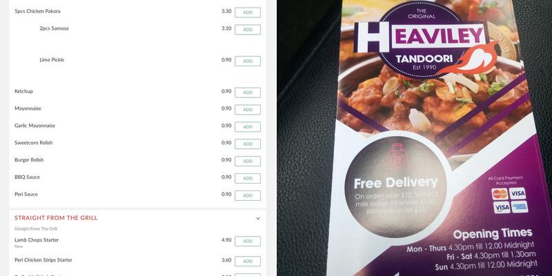 Heaviley Tandoori Menu