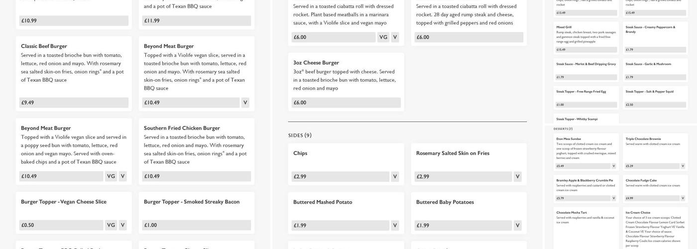 Offas Dyke Hotel Menu