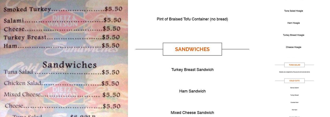 Fu-Wah Mini Market Menu
