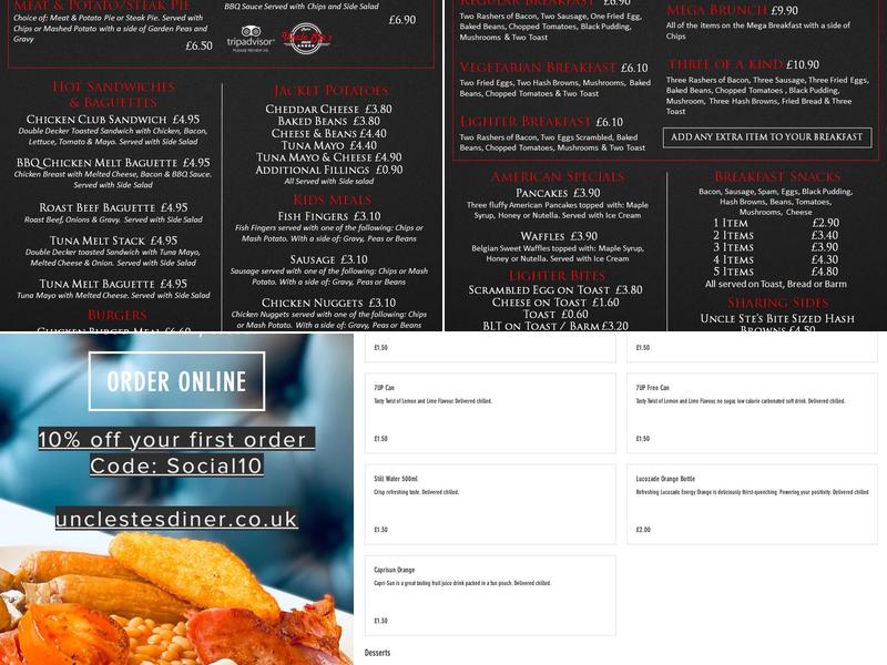 Uncle Ste's Diner Menu