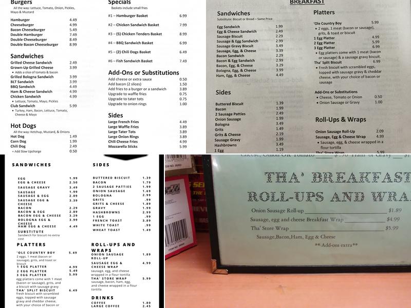 Tha' Store At Gilbert Menu