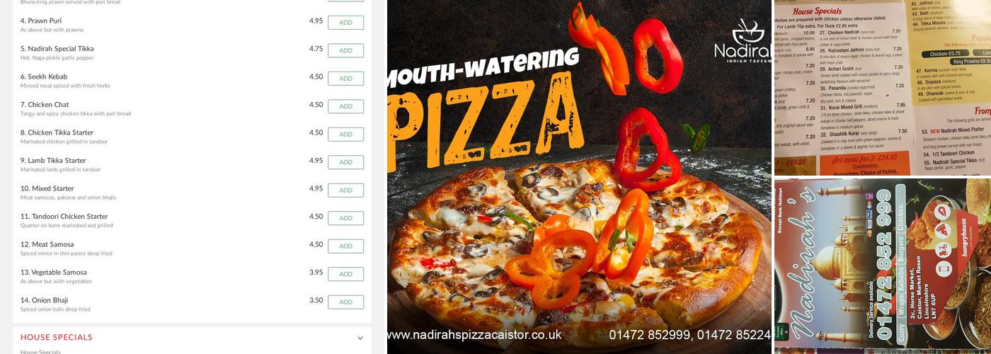 Nadirah Indian Takeaway, Caistor Menu